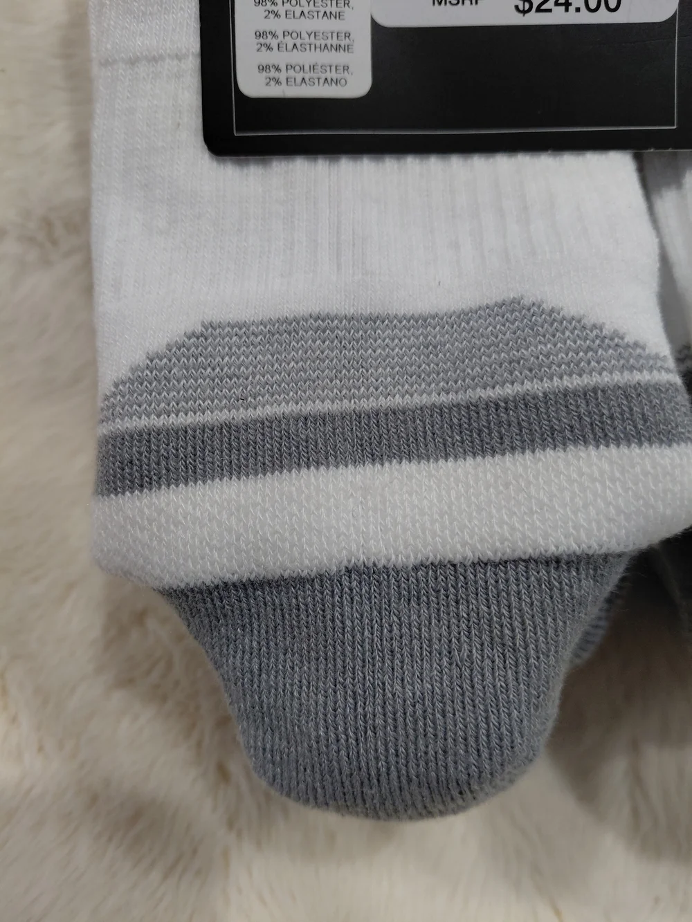 NWT Under Armour UA Performance Tech Cushioned Crew Socks - White/Grey (6 Pack)